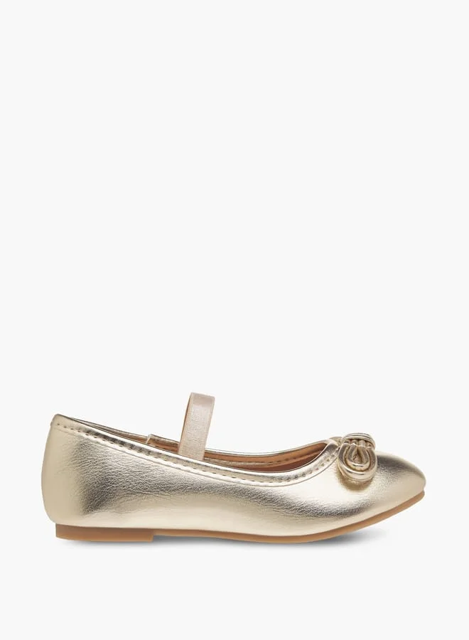 فلورا بيلا من شو إكسبرس Girls Bow Embellished Ballerina Shoes With Elastic Strap Detail