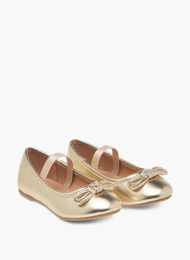 فلورا بيلا من شو إكسبرس Girls Bow Embellished Ballerina Shoes With Elastic Strap Detail