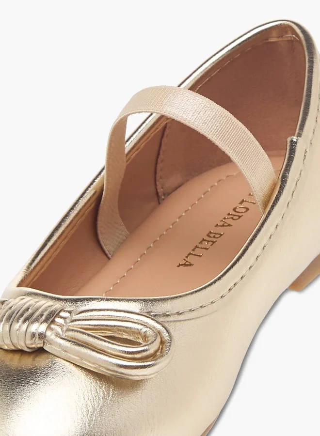 فلورا بيلا من شو إكسبرس Girls Bow Embellished Ballerina Shoes With Elastic Strap Detail