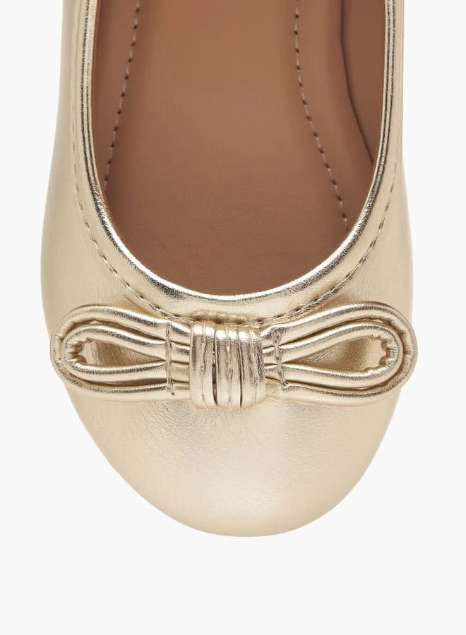 فلورا بيلا من شو إكسبرس Girls Bow Embellished Ballerina Shoes With Elastic Strap Detail