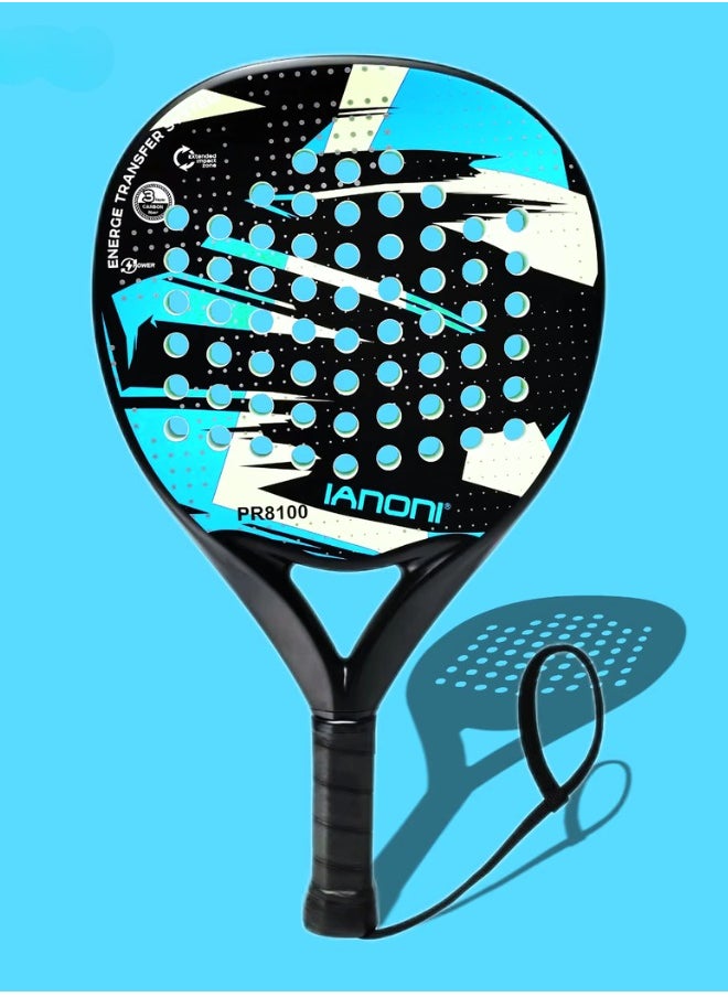 ianoni - IANONI Paddle Tennis Racket Carbon Fiber Surface with EVA Memory Flex Foam Core Padel Tennis Racquets. (Blue) - Image 1