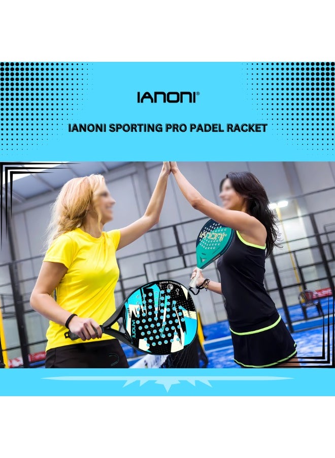 ianoni - IANONI Paddle Tennis Racket Carbon Fiber Surface with EVA Memory Flex Foam Core Padel Tennis Racquets. (Blue) - Image 1