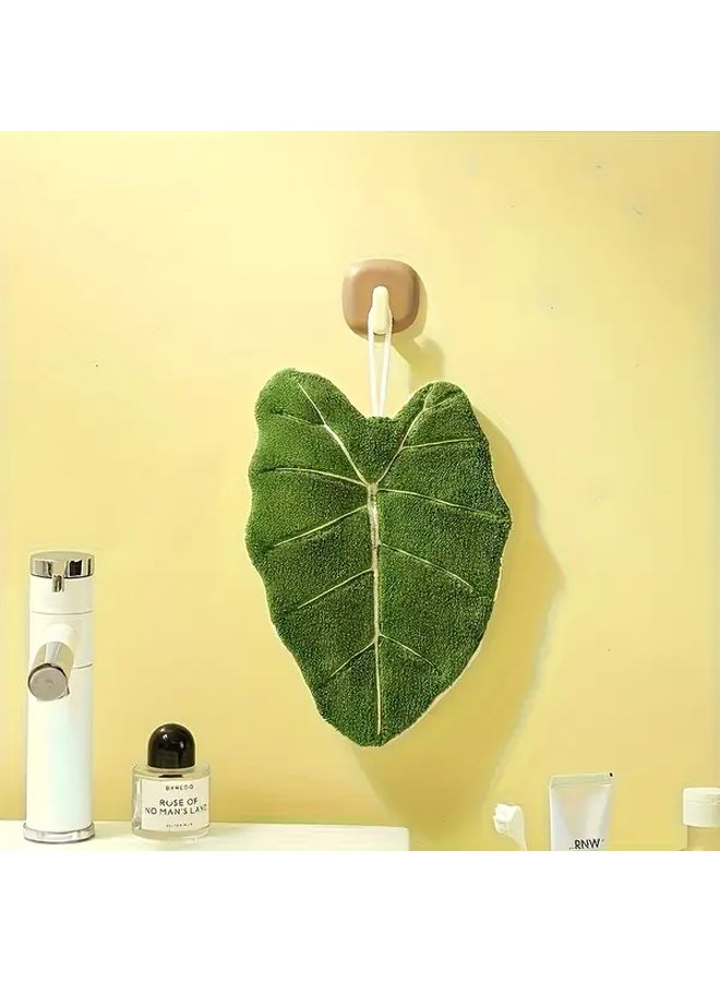Leaf Shaped Alocasia Hanging Hand Towel Ultra Soft Absorbent Quick Dry Kitchen Decor - Image 2