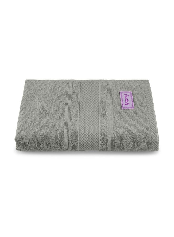 BYFT Home Castle (Grey) Premium Cotton Bath Towel (70 X 140 Cm-Set Of 1) Highly Absorbent, High Quality Bath Linen With Diamond Dobby 550 Gsm - Image 2