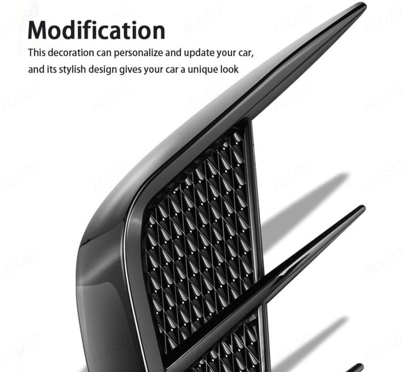HUUSO 2 Pack Car Air Flow Vent Fender Trim T-007 Glossy Black, Car Styling Fender Decorative Side Aero Decal Sticker Exterior Accessory Compatible with Kia Seltos - Image 2