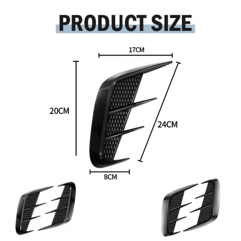 HUUSO 2 Pack Car Air Flow Vent Fender Trim T-007 Glossy Black, Car Styling Fender Decorative Side Aero Decal Sticker Exterior Accessory Compatible with Kia Seltos - Image 3