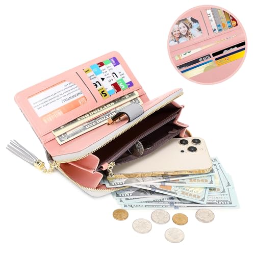 Pomelo Best RFID Wallets for Women with Multiple Card Slots and Cellphone Compartment, Womens Wallet (printing flowers grey) - Image 2