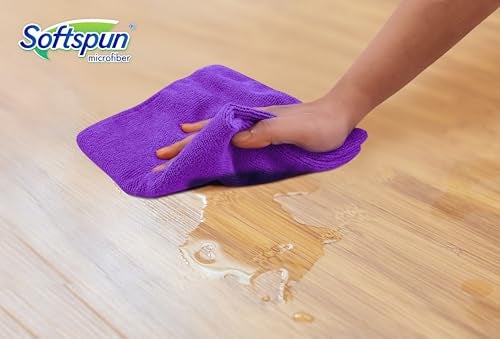 SOFTSPUN Microfiber Cleaning Cloth Set of 5 for Detailing & Polishing 340 GSM, 40 cm x 40 cm, Muticolor - Image 3