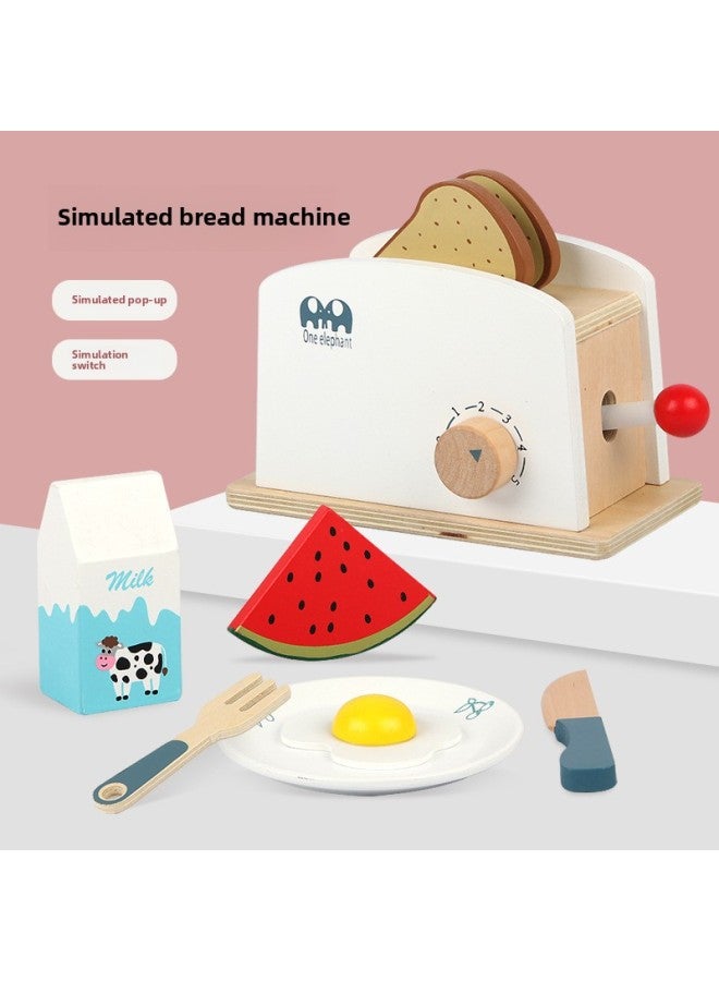 Children Play House Small Household Appliances Kitchen Baby Wooden Simulation Bread Maker Juicer Mixer Suit Toys-Color:Simulation Bread Maker - Image 2
