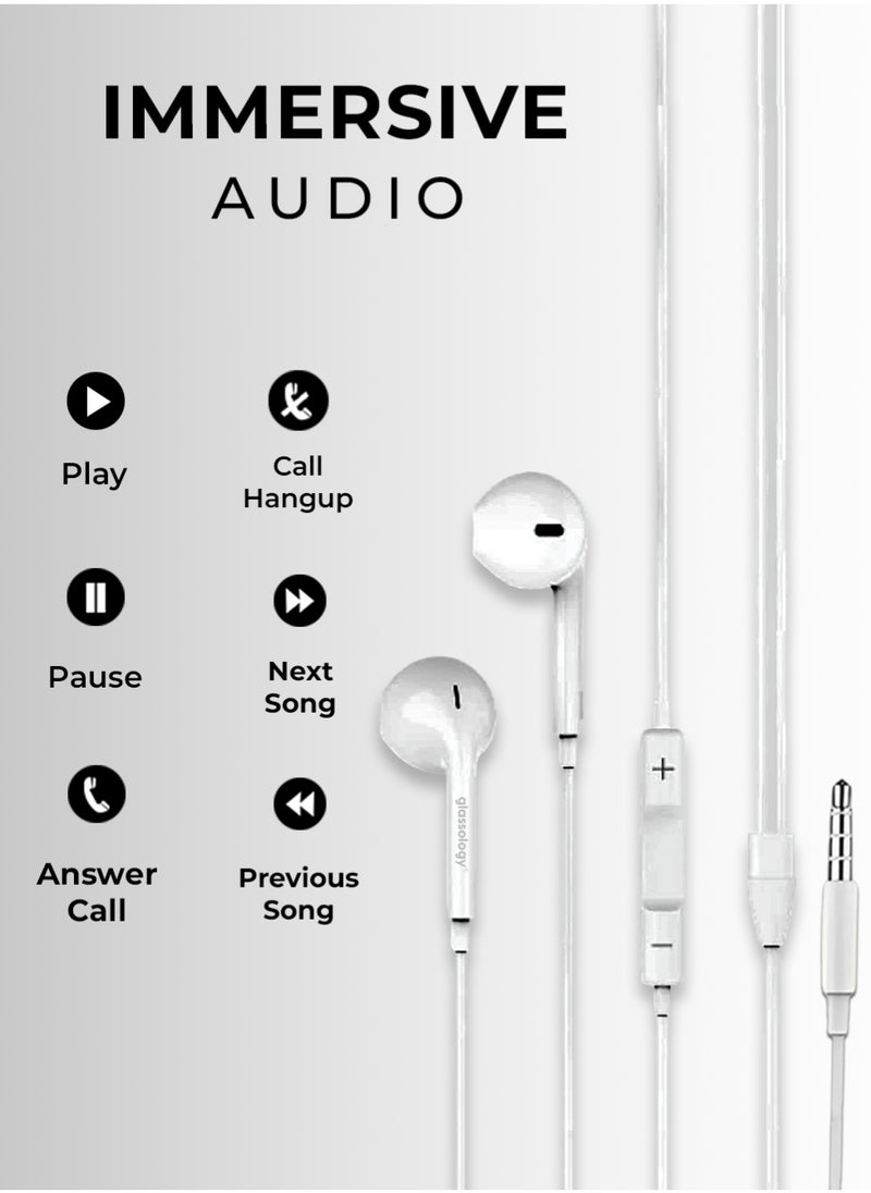 glassology - In-ear Headphone 3.5mm Wired Earphone with Microphone Headset Stereo Sound Earphones Compatible with MacBook Pro 2021,iPhone,iPod,iPad,Mac Studio,PS4/ PS5,MP3/4,Android Phone - Image 1