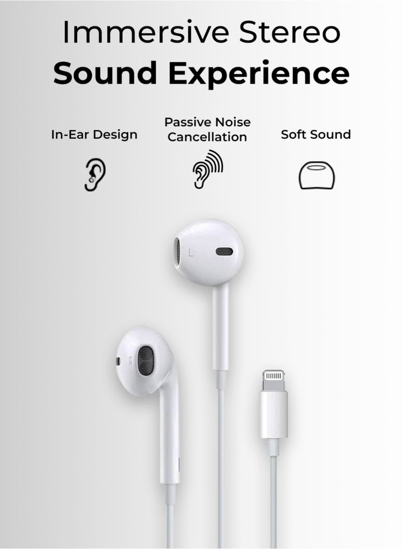 glassology Wired In Ear Earphone White With Stereo Sound Driver Lightning connection  - Image 4