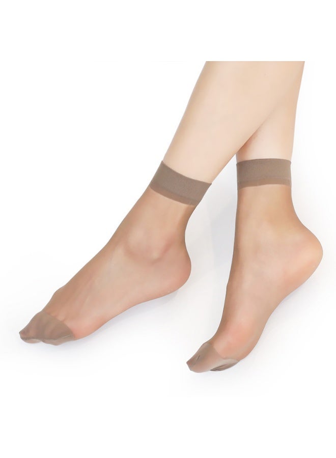 Women Girls 12 Pairs Sheer Ankle Socks Thin Nylon Transparent Ankle High Hosiery Socks  (Multi Color) - Image 3
