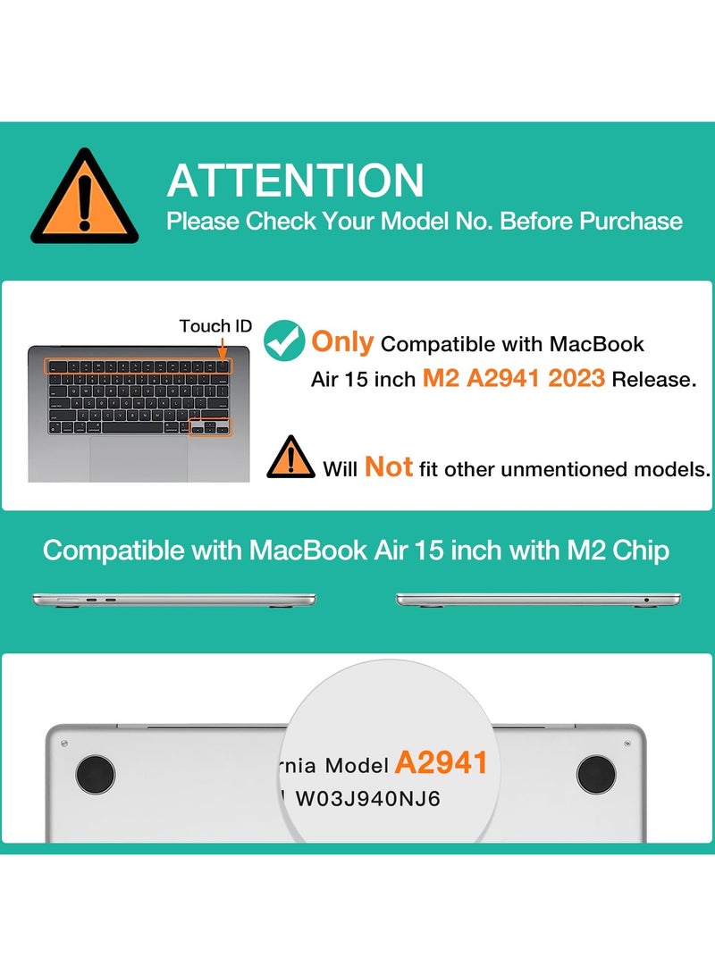 MacBook Air 15" 2023 Case, Durable Hard Shell Cover for Model A2941 with M2 Chip, Protective and Stylish in Black - Image 2