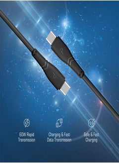 Pawa PVC 60W Data & Quick Charging USB C to USB C Cable 1.2m/4ft - Black  - Image 5
