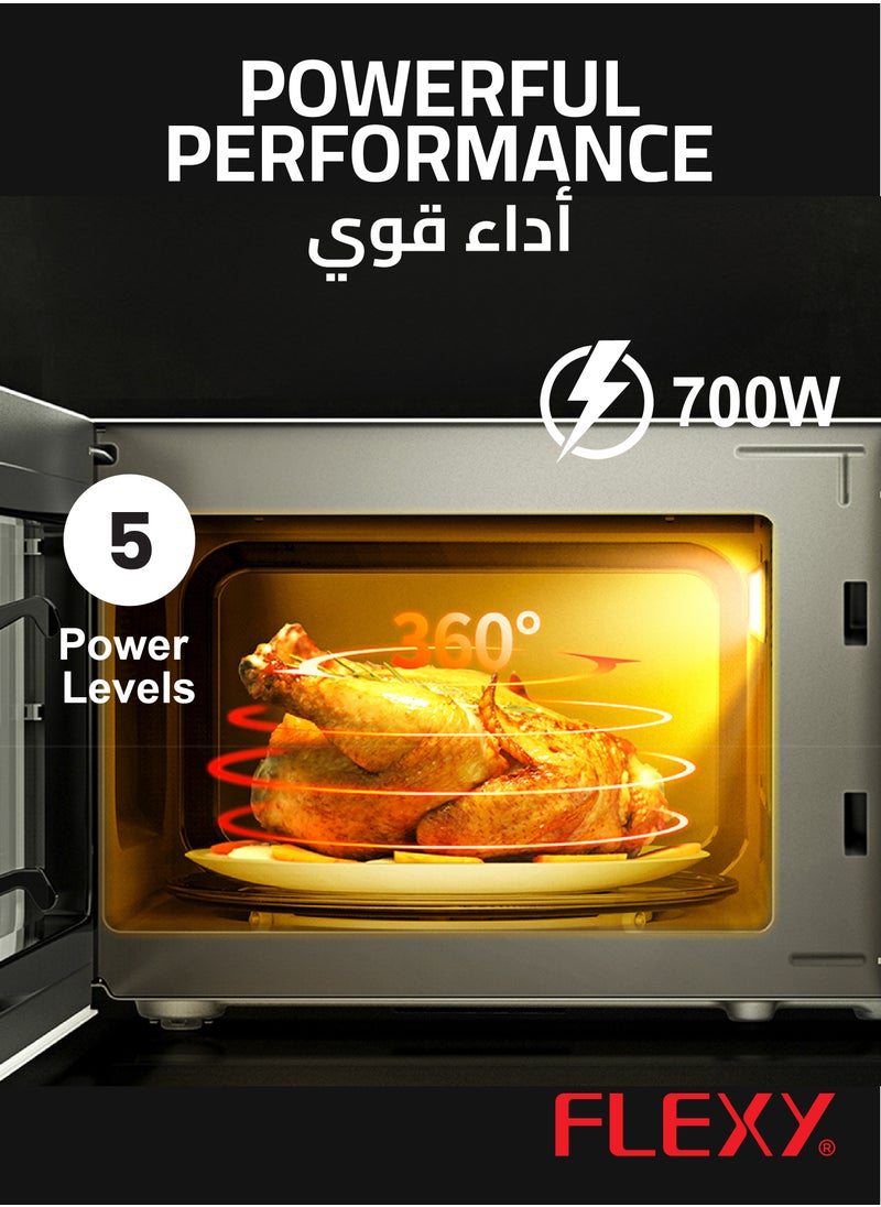 Flexy Flexy 20L Digital Microwave Oven, 700W Output, 10 Power Levels, Glass Door, Kitchen Timer, Auto/Time Defrost, 99-Min Cooking, 220V-240V, 2-Year Warranty.  - Image 5