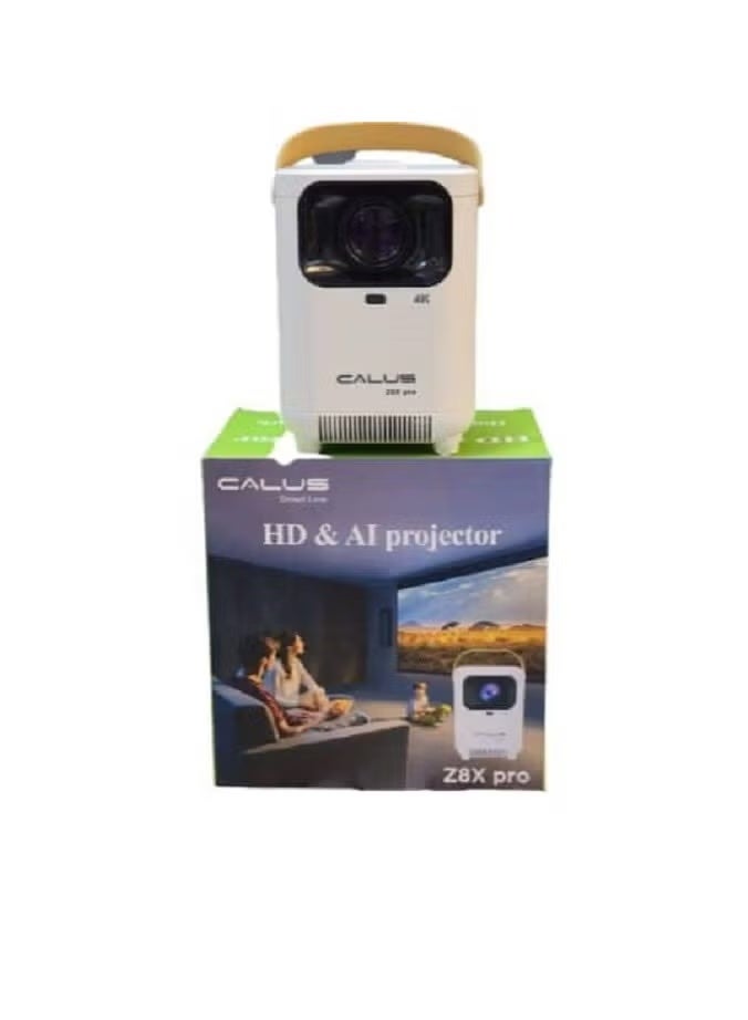 CALUS جهاز عرض HD Z8X Pro – جهاز عرض مسرح منزلي ذكي يدعم 4K، عرض عالي السطوع، تصحيح تلقائي، جهاز عرض ميني محمول للأفلام، الألعاب، العروض التقديمية والترفيه - Image 2