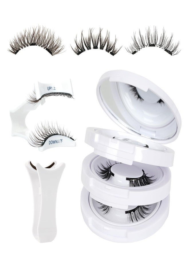 Mayhug Magnetic Eyelashes 3 Pairs Reusable Magnetic Eyelashes with Applicator No Glue Needed Eyelashes Natural-Looking Eyelashes, Eyelash Curler Set, Easy to Wear and Remove (3 Pairs-Kit 3) - Image 1