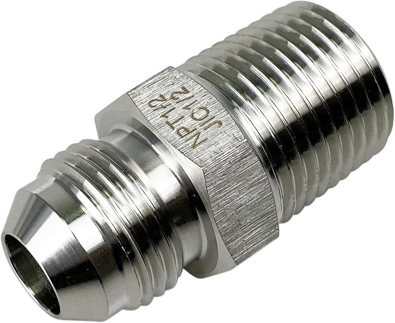 HFS (R) 1/2" NPT Male to 1/2" JIC Male Adapter Flared Tube Fitting Pipe Connector Stainless Steel 304 - Image 3