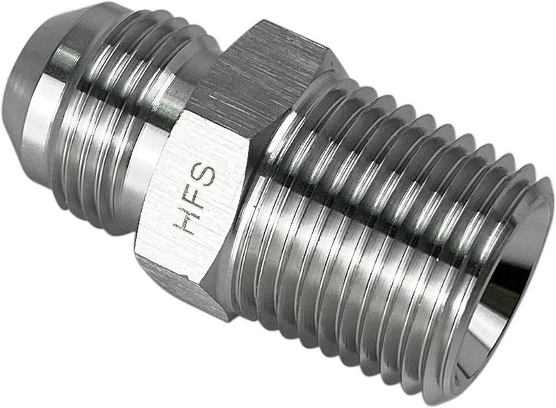 HFS (R) 1/2" NPT Male to 1/2" JIC Male Adapter Flared Tube Fitting Pipe Connector Stainless Steel 304 - Image 1