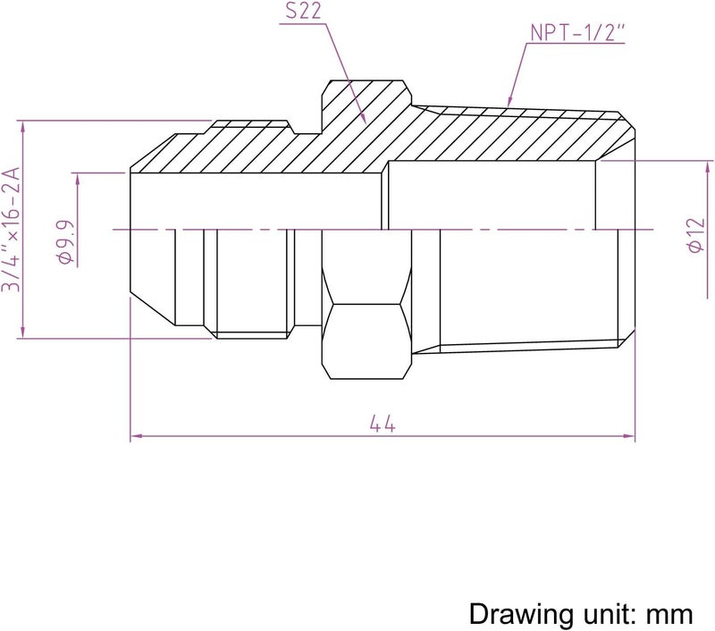 HFS (R) 1/2" NPT Male to 1/2" JIC Male Adapter Flared Tube Fitting Pipe Connector Stainless Steel 304 - Image 2