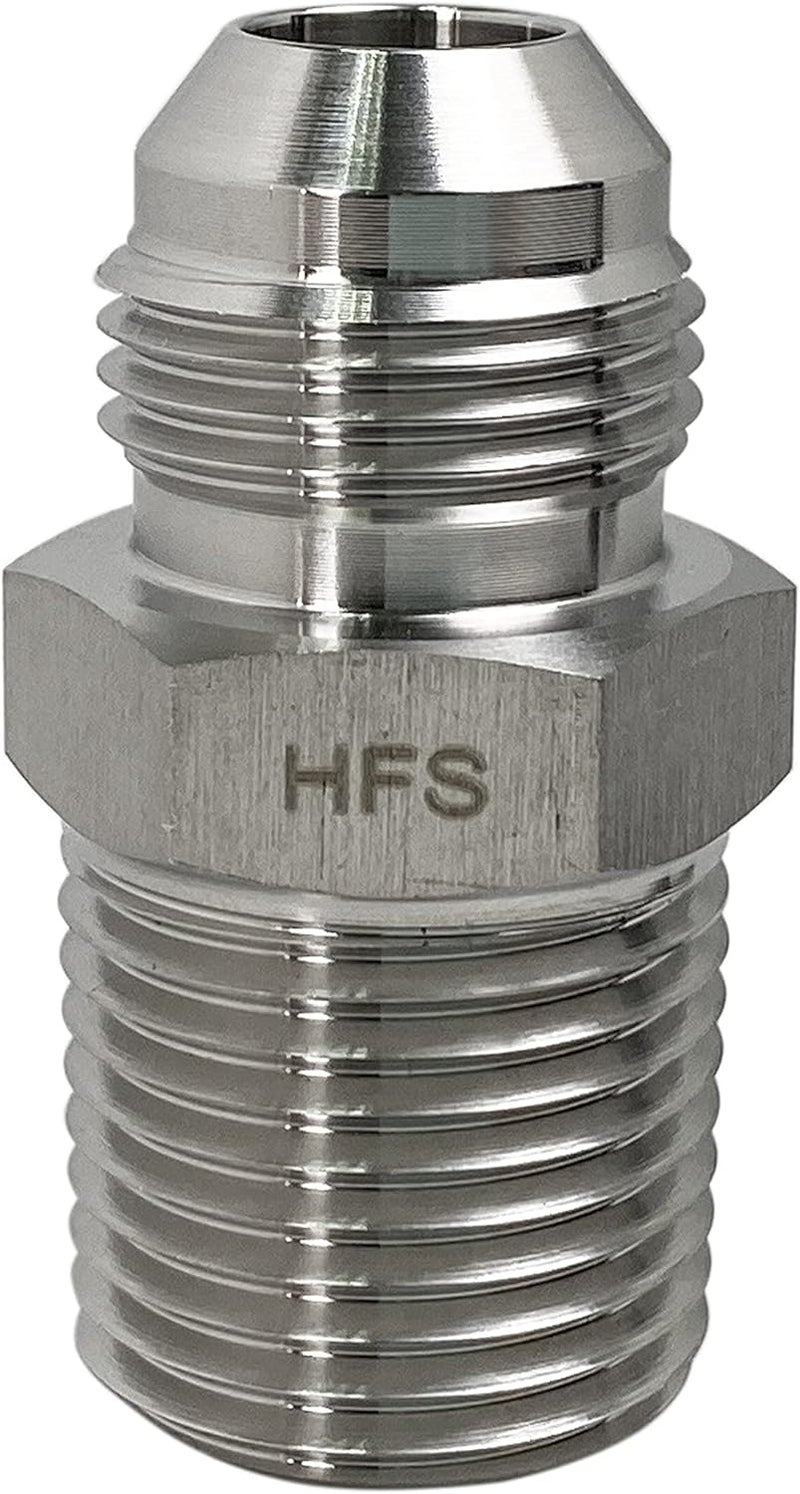 HFS (R) 1/2" NPT Male to 1/2" JIC Male Adapter Flared Tube Fitting Pipe Connector Stainless Steel 304 - Image 4
