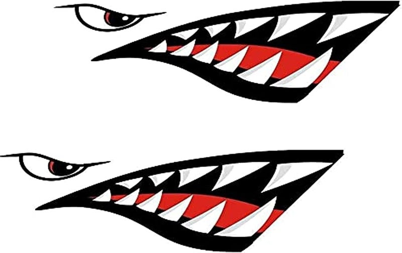 BPA 2Pcs Shark Teeth Mouth Reflective Decals - Image 1