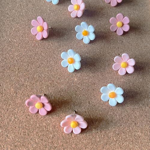 Supfoxer Flower Cute Push Pins for Bulletin Board, Office Decor for Women Cute Thumb Tacks for Cork Board Hanging Posters Photos Maps （30pcs） - Image 5