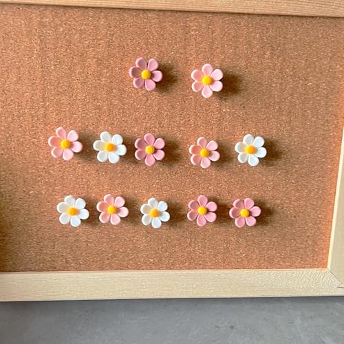 Supfoxer Flower Cute Push Pins for Bulletin Board, Office Decor for Women Cute Thumb Tacks for Cork Board Hanging Posters Photos Maps （30pcs） - Image 4