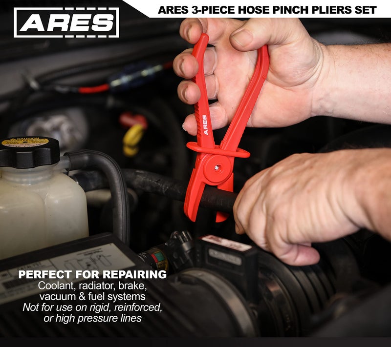 ARES 78000-3-Piece Hose Pinch Pliers Set – Includes 6-Inch, 7-Inch, and 10-Inch Sizes - Lightweight and Durable Nylon Design - For Use While Repairing Coolant, Brake, Vacuum and Fuel Systems - Image 4