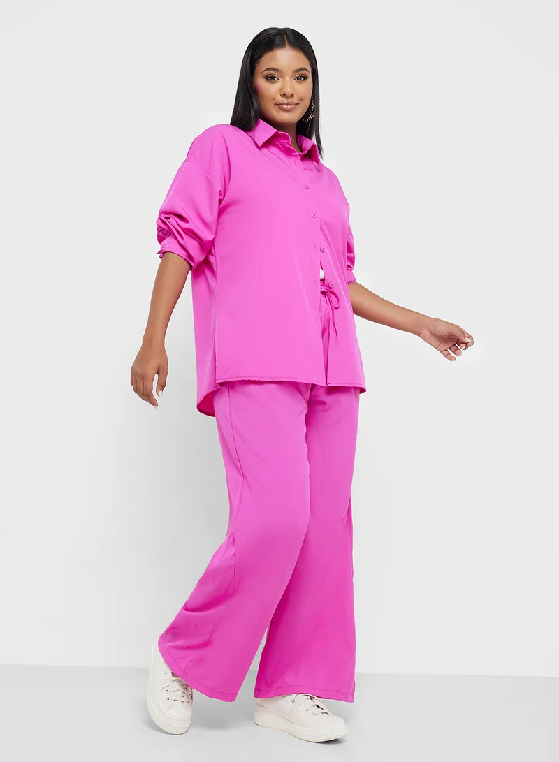 Ginger Plus Buttoned Down Relaxed Fit Shirt & Pant Coord Set