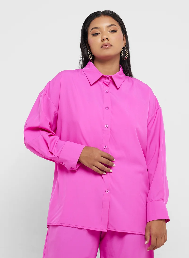 Ginger Plus Buttoned Down Relaxed Fit Shirt & Pant Coord Set