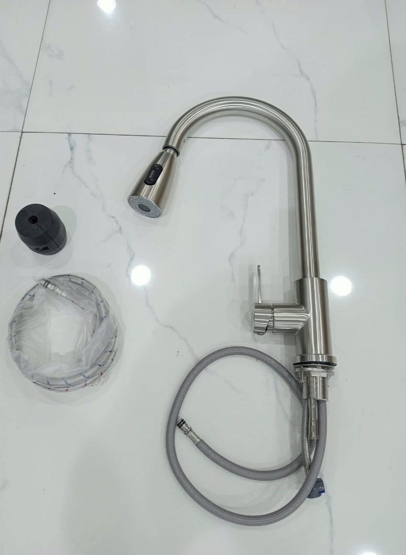 D&N Stainless Steel Pull-Out Kitchen Faucet - Modern, Versatile, and Durable - Image 4