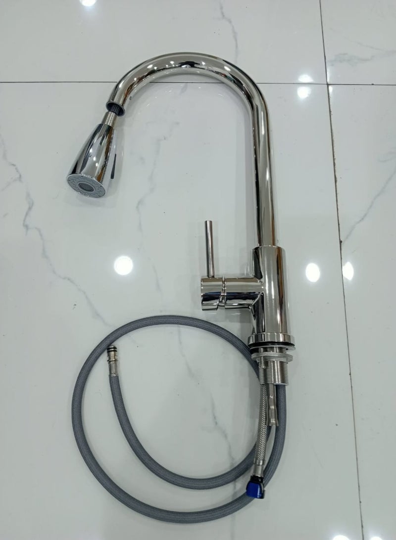 D&N Stainless Steel Pull-Out Kitchen Faucet - Modern, Versatile, and Durable - Image 3