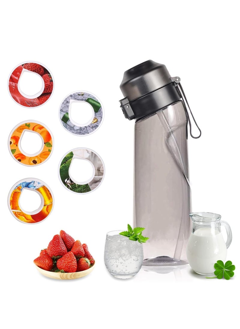 Generic - Sports Air Water Bottle, BPA-Free Starter Set Drinking Bottles with 5 Flavour Pods Scented for Flavouring, 0 Sugar, 0 Calorie (Black) - Image 1