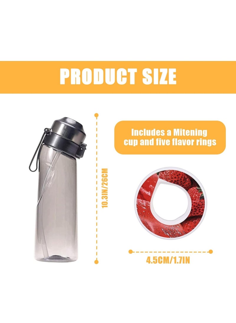 Generic - Sports Air Water Bottle, BPA-Free Starter Set Drinking Bottles with 5 Flavour Pods Scented for Flavouring, 0 Sugar, 0 Calorie (Black) - Image 1