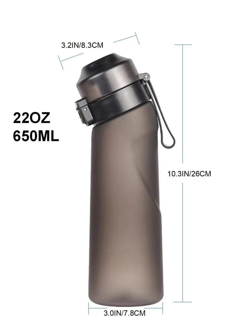 Generic - Sports Air Water Bottle, BPA-Free Starter Set Drinking Bottles with 5 Flavour Pods Scented for Flavouring, 0 Sugar, 0 Calorie (Black) - Image 1