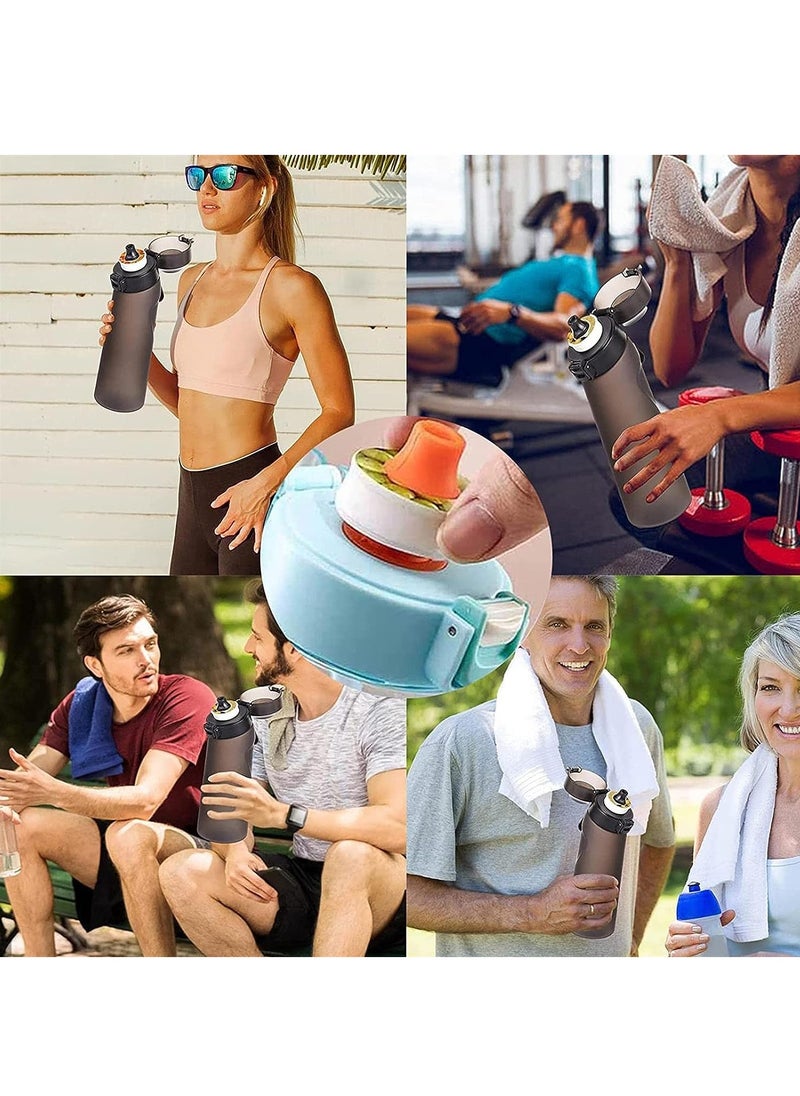 Generic - Sports Air Water Bottle, BPA-Free Starter Set Drinking Bottles with 5 Flavour Pods Scented for Flavouring, 0 Sugar, 0 Calorie (Black) - Image 1