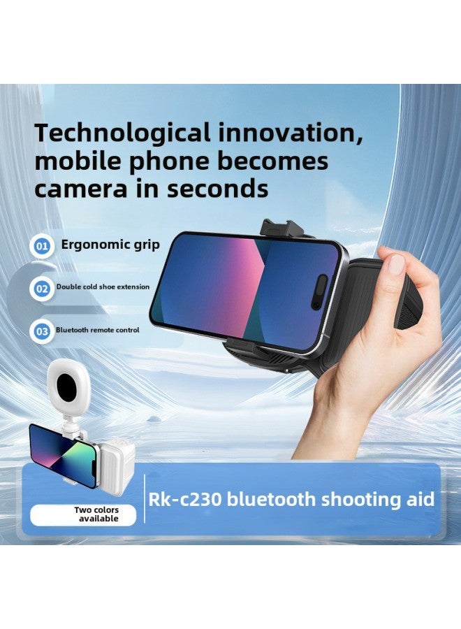 Hot-selling Portable Mobile Phone Bluetooth Camera Aid Video Artifact With Fill Light Can Be Used As Stand Separate Remote Control-Color:Bluetooth Shooting Aid (white) + Beauty Fill Light - Image 5