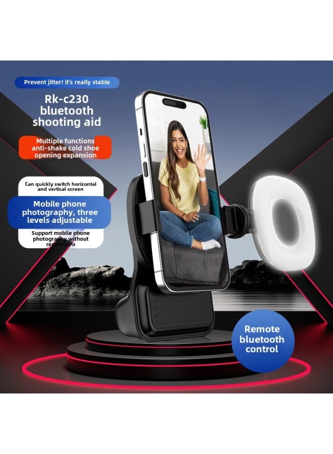 Hot-selling Portable Mobile Phone Bluetooth Camera Aid Video Artifact With Fill Light Can Be Used As Stand Separate Remote Control-Color:Bluetooth Shooting Aid (white) + Beauty Fill Light - Image 4