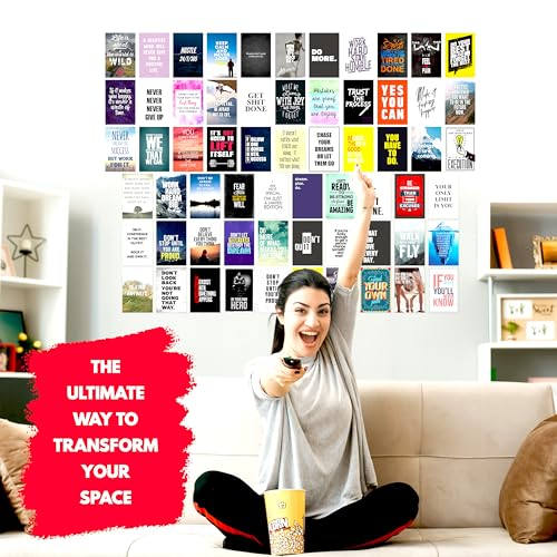Rousrie Motivational Wall Art Collage Kit , Inspirational Wall Art, Posters Wall Art for Office, Bedroom, Living room Quotes Posters For Office- 4 x 6 Inches(Pack of 63 pieces) Paper - Image 2