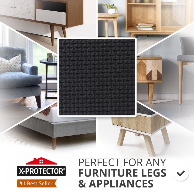 X-Protector Non Slip Furniture Pads 8 pcs 1 1/2" X-Protector - Premium Furniture Grippers! Self-Adhesive Rubber Feet Furniture Feet - Ideal Non Skid Furniture Pad Floor Protectors - Keep Furniture in Place! - Image 2