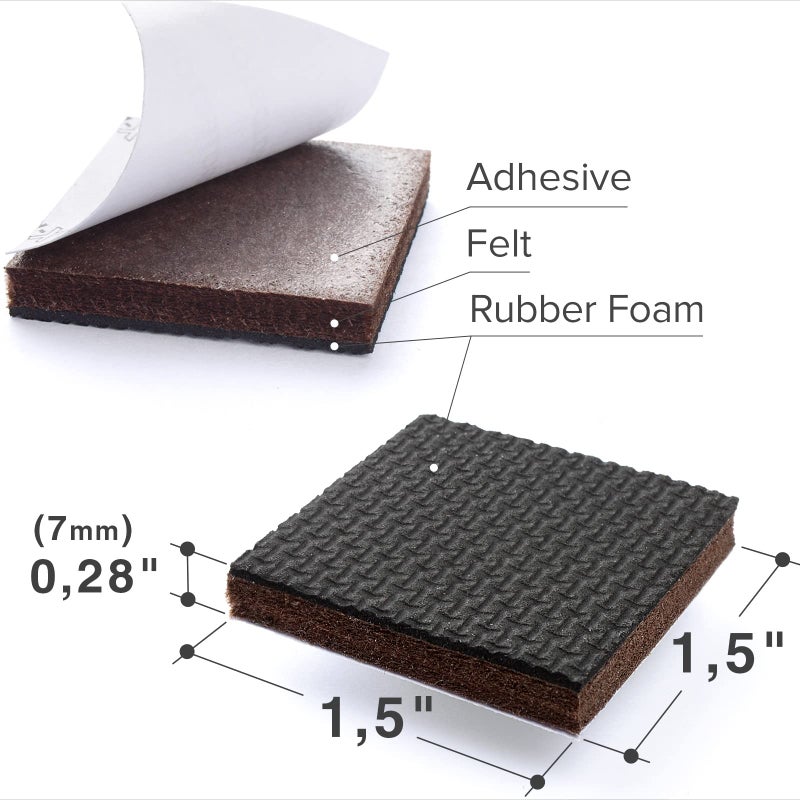 X-Protector Non Slip Furniture Pads 8 pcs 1 1/2" X-Protector - Premium Furniture Grippers! Self-Adhesive Rubber Feet Furniture Feet - Ideal Non Skid Furniture Pad Floor Protectors - Keep Furniture in Place! - Image 3