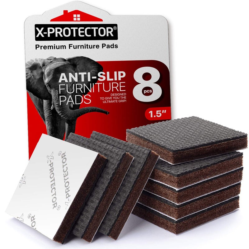 X-Protector Non Slip Furniture Pads 8 pcs 1 1/2" X-Protector - Premium Furniture Grippers! Self-Adhesive Rubber Feet Furniture Feet - Ideal Non Skid Furniture Pad Floor Protectors - Keep Furniture in Place! - Image 1