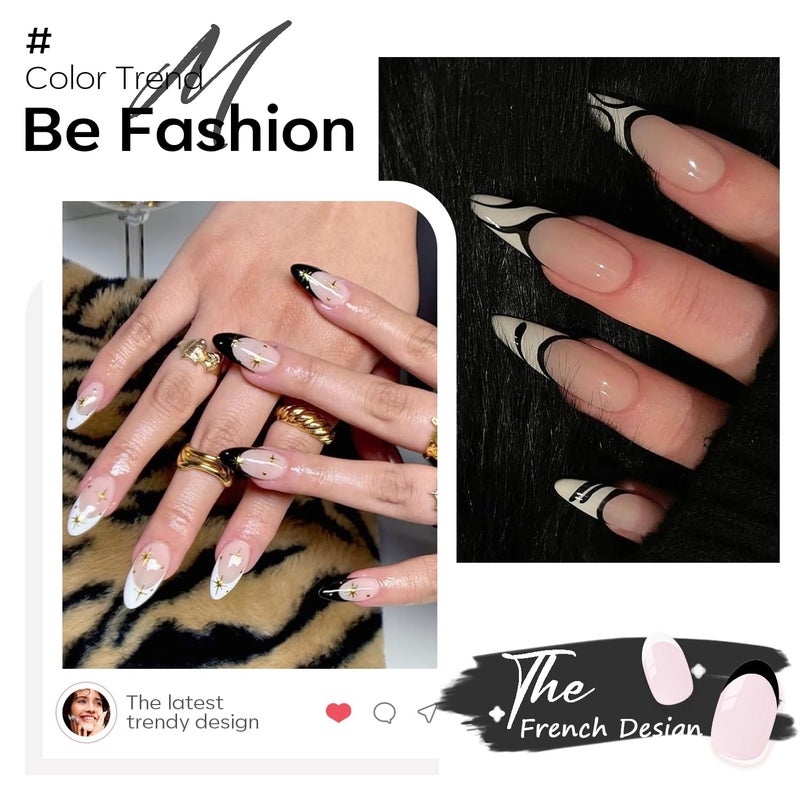 modelones White Gel Polish Black Gel Polish Set 2 Pcs 15ml Black And White Nail Polish Soak Off LED Valentine's Nail Art French Manicure Salon Diy at Home Gift for Women Girls - Image 4