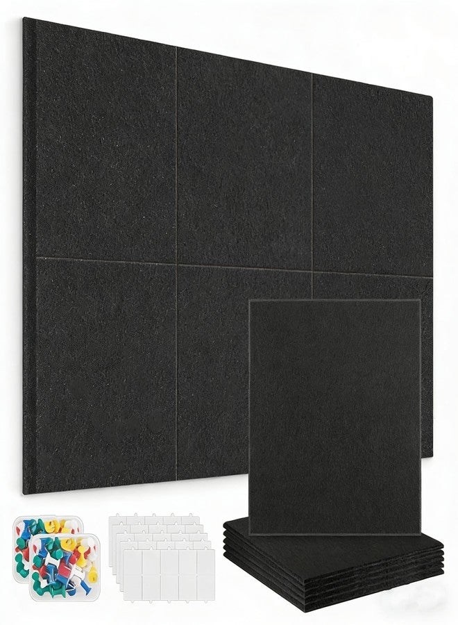 PATTENGO Large Cork Boards for Walls,Felt Bulletin Boards for Home Office Kitchen,Felt Wall Tiles with Safe Removable Adhesive Tabs,Pin Board Notice Board for Photos,Memos,36"x24" 6 Pack,Black - Image 1