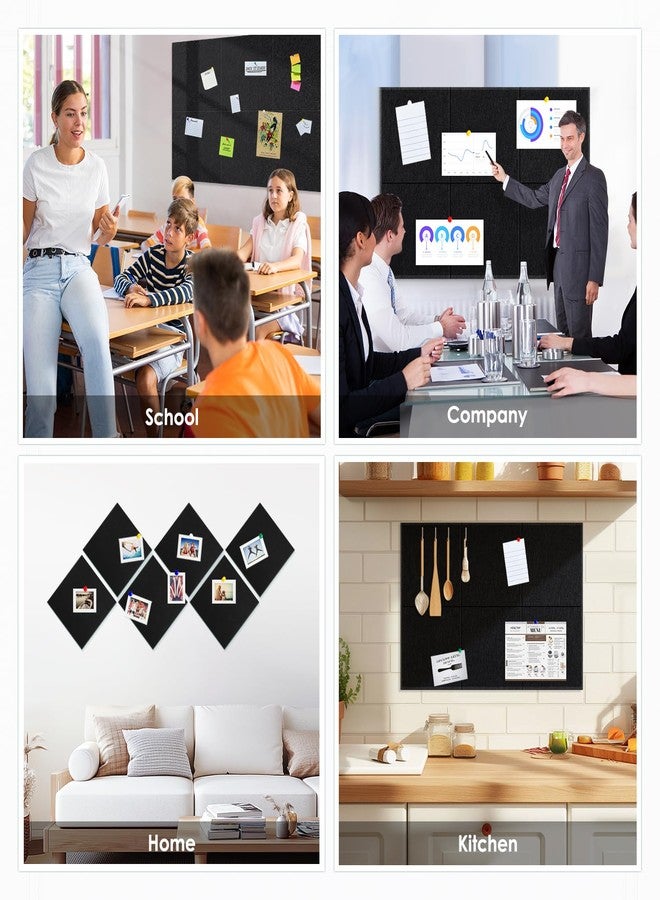 PATTENGO Large Cork Boards for Walls,Felt Bulletin Boards for Home Office Kitchen,Felt Wall Tiles with Safe Removable Adhesive Tabs,Pin Board Notice Board for Photos,Memos,36"x24" 6 Pack,Black - Image 3