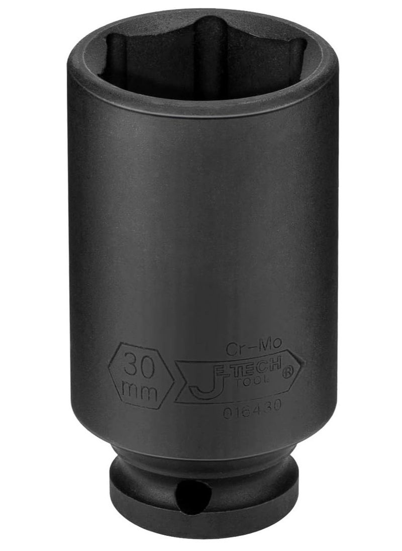 Jetech Jetech 1/2-Inch Drive 30mm Deep Impact Socket with 6-Point Design, Heat-Treated Chrome Molybdenum Alloy Steel, Metric  - Image 2