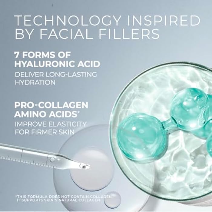 RoC Hydration+ Hyaluronic Acid Serum for Face, Hydrating, Plumping, Fragrance Free, Lightweight Formula with Collagen Proteins (1 Ounce) with Retinol Eye Cream Packette - Image 5