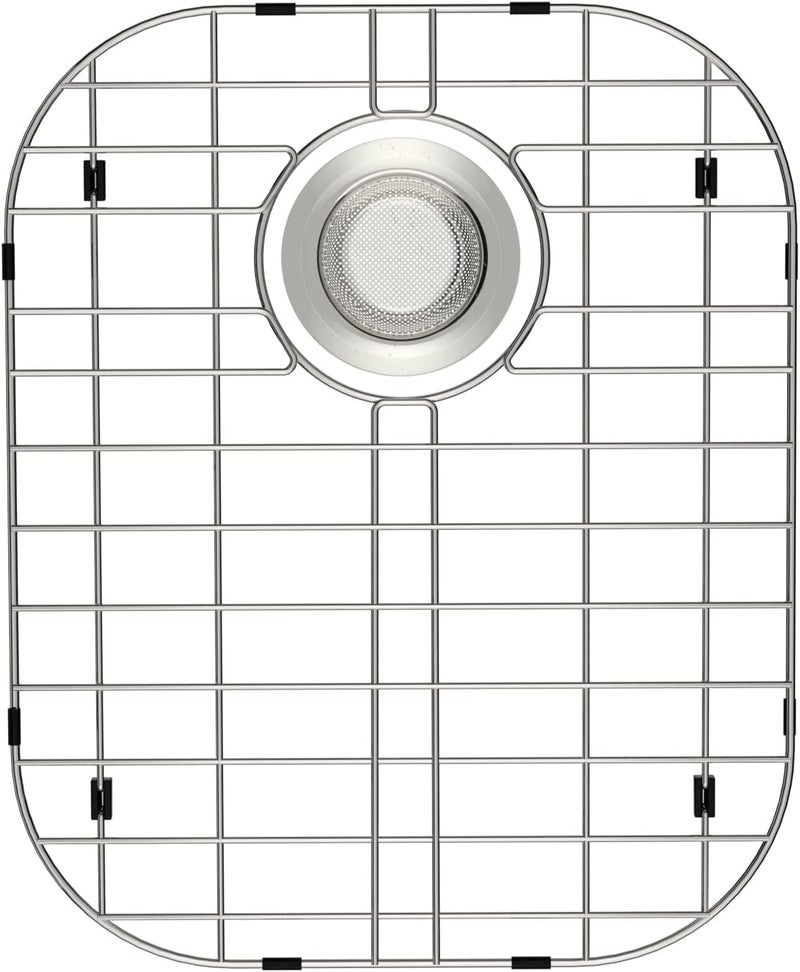 SANNO Kitchen Sink Protectors 1614 L X 13 W Stainless Steel Sink Grid with Rear Drain Hole Double Sink Rack 1pack