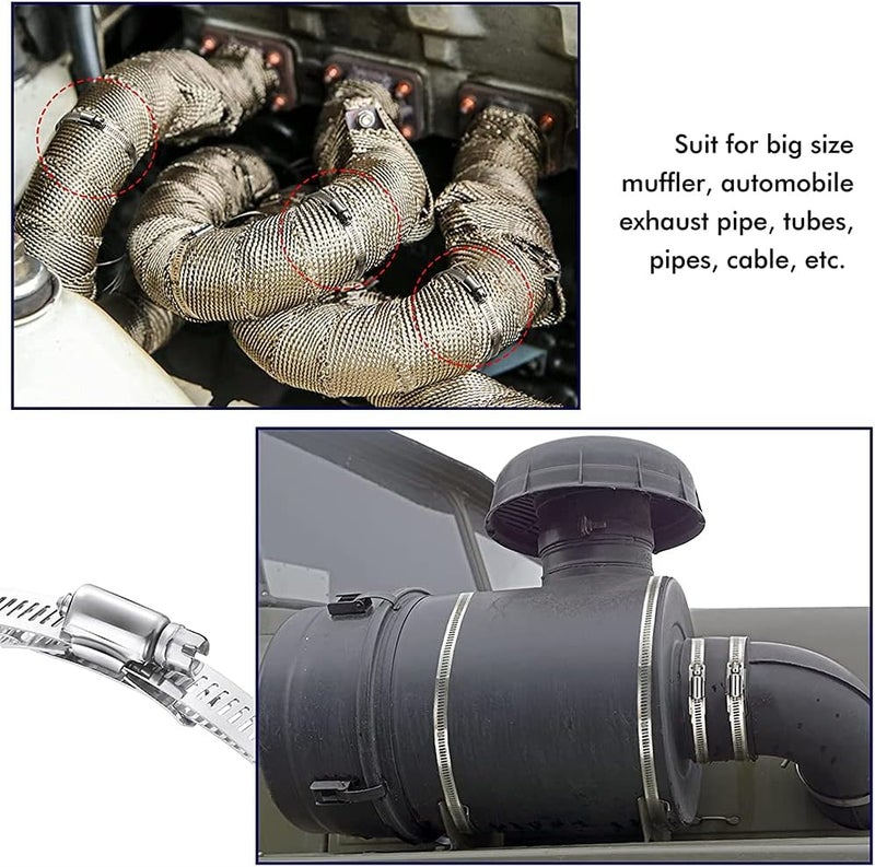 ELECDON 8 Feet Hoses Clamps, Fasteners, Clamps Worm, Worm Clamps Stainless Steel, Large Hose Clamp Worm Drive Hose Clamps Adjustable Pipe Hose Clamp for Intercooler, Pipe, Tube and Fuel Line - Image 4